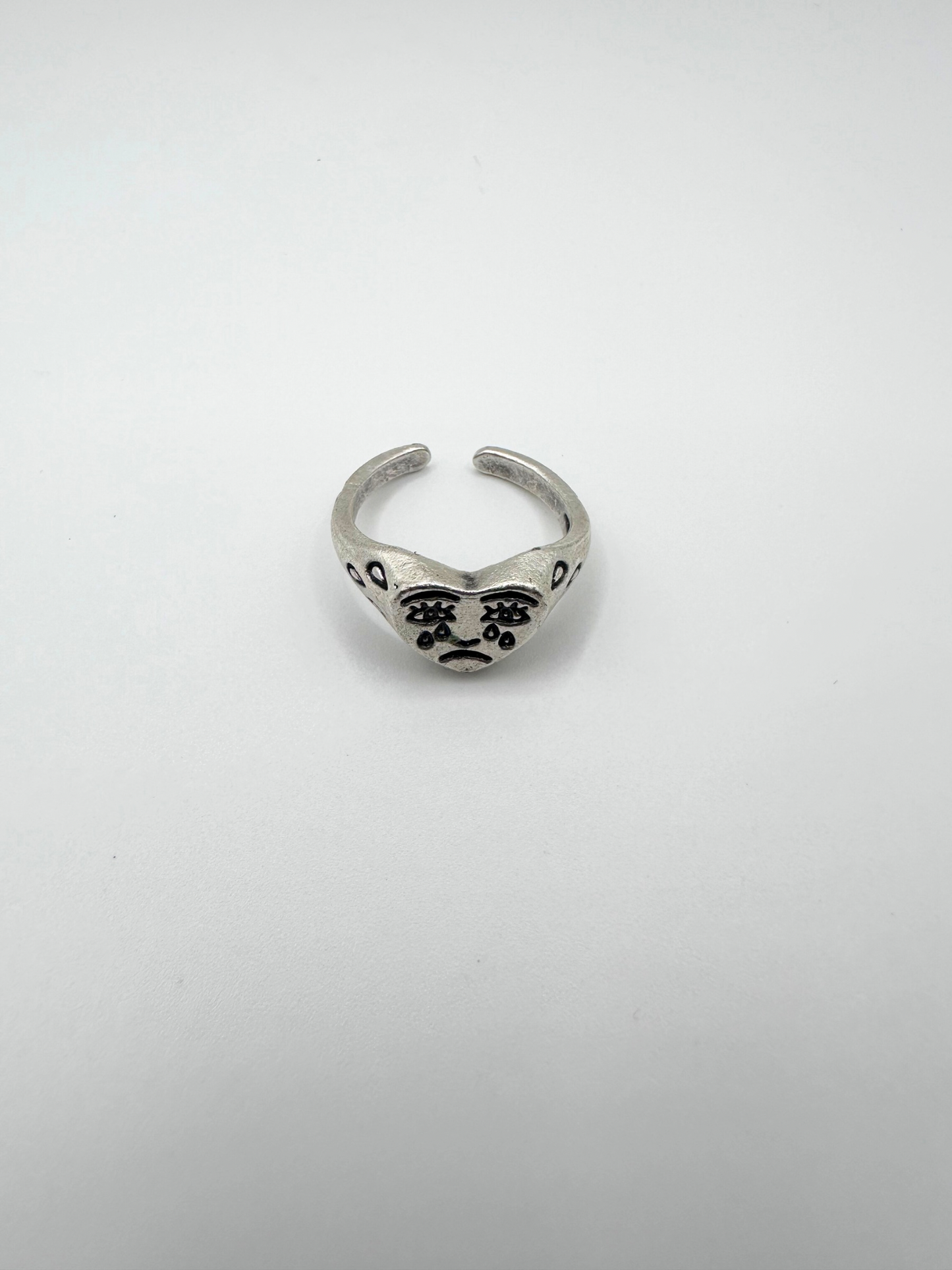Silver Sad Heart Ring
