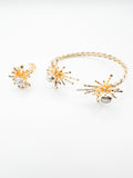 Gold White stone Ring and bracelet Collection