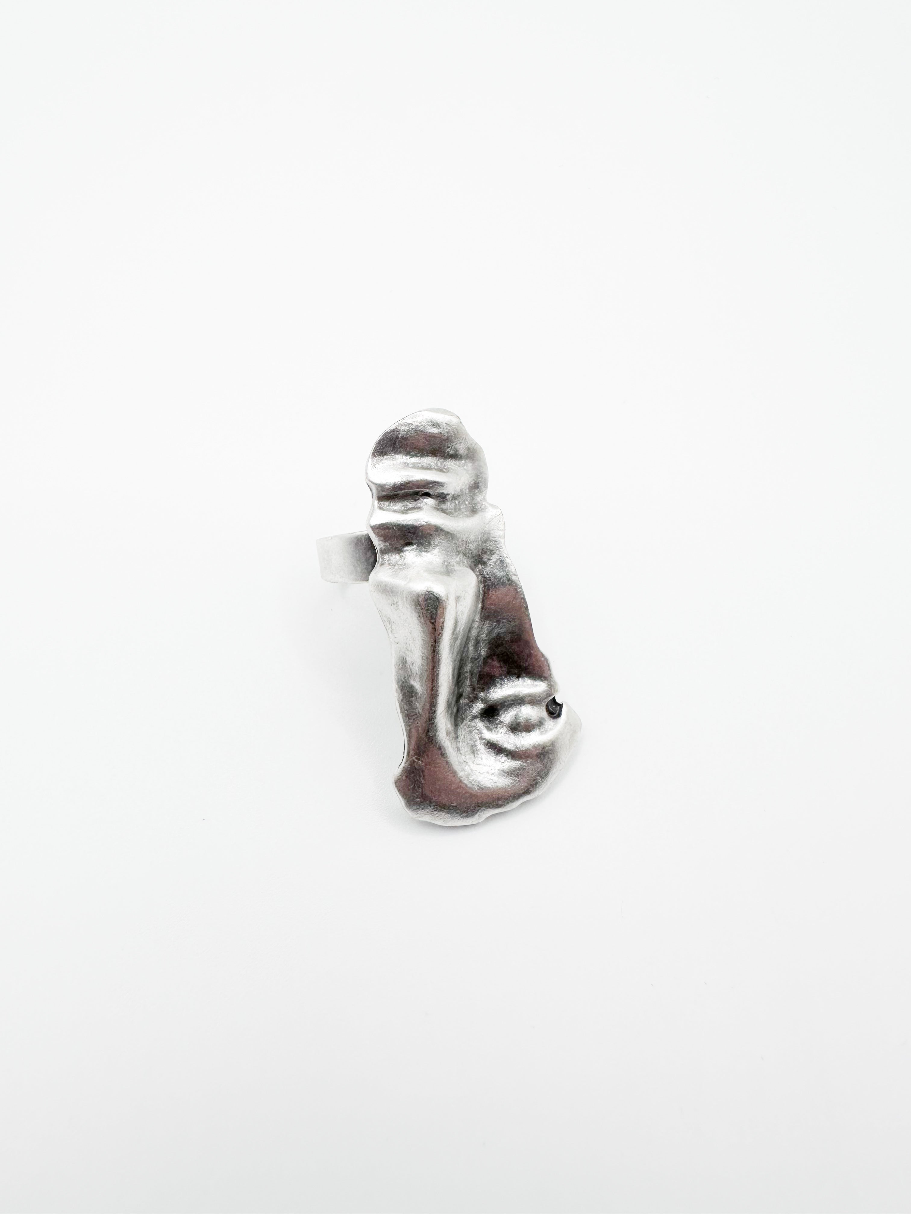 Silver Small Face Ring