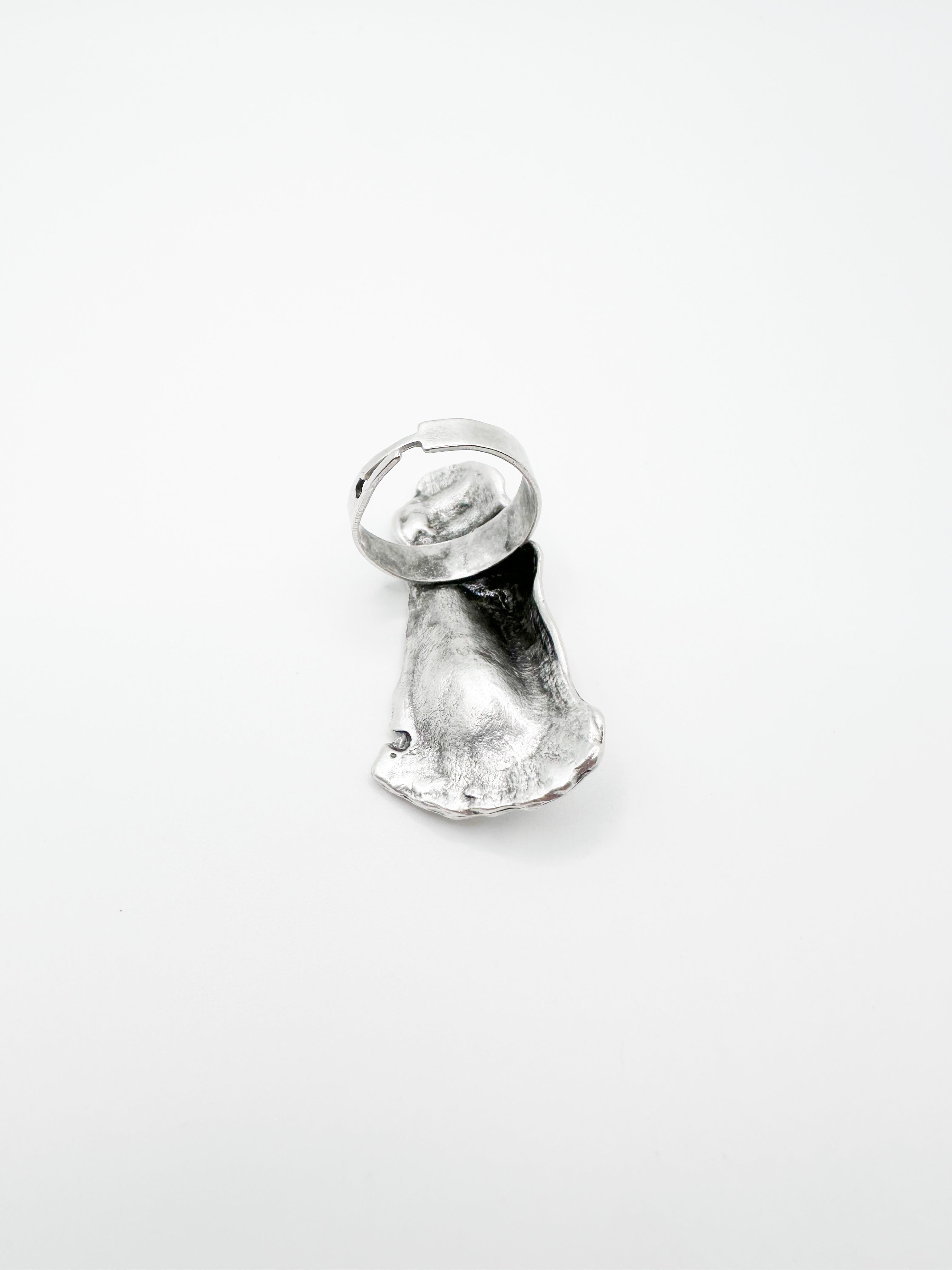 Silver Small Face Ring