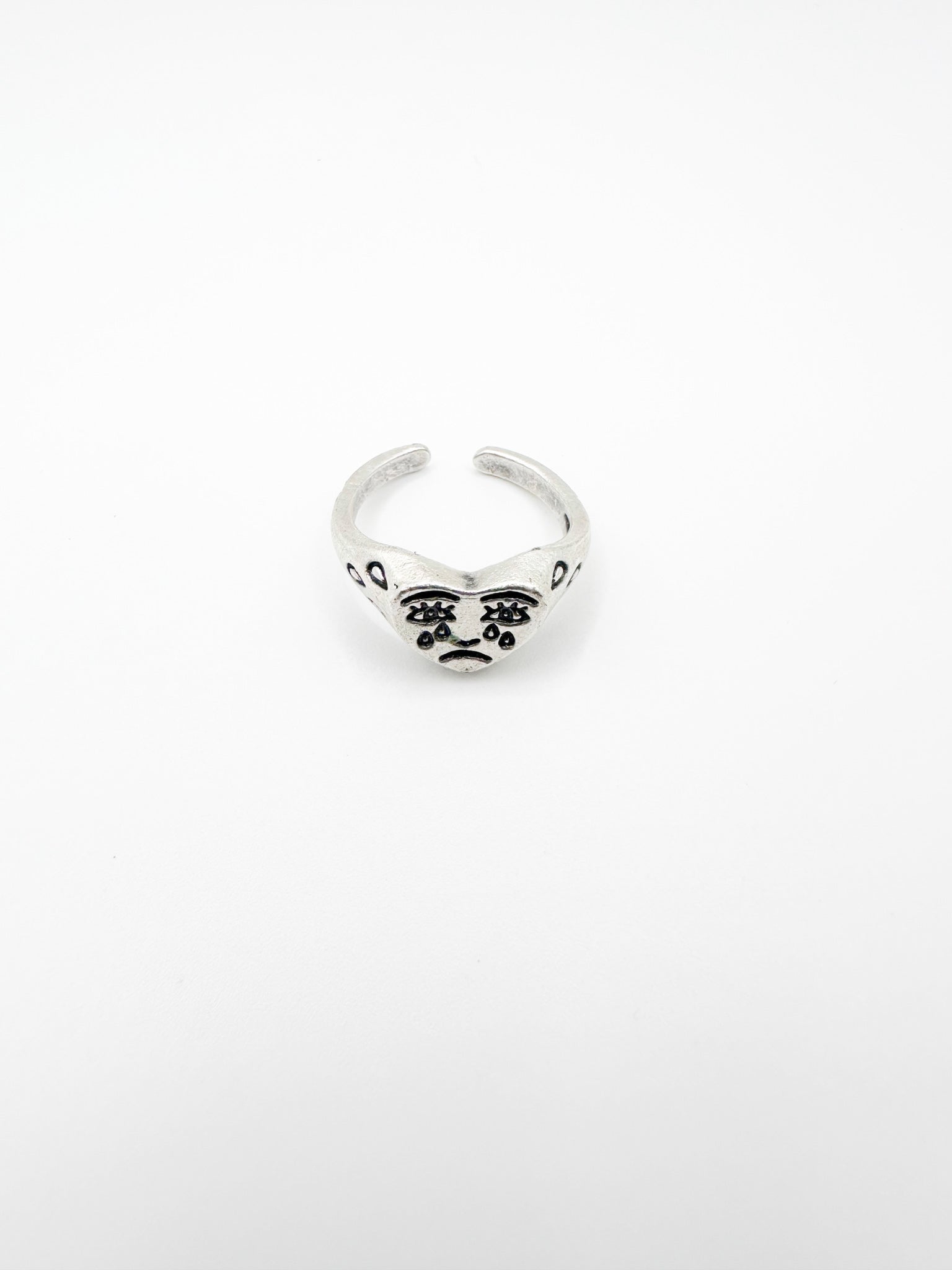 Silver Sad Heart Ring
