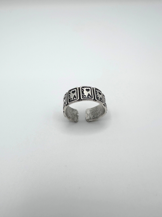 Silver Small Cards Ring