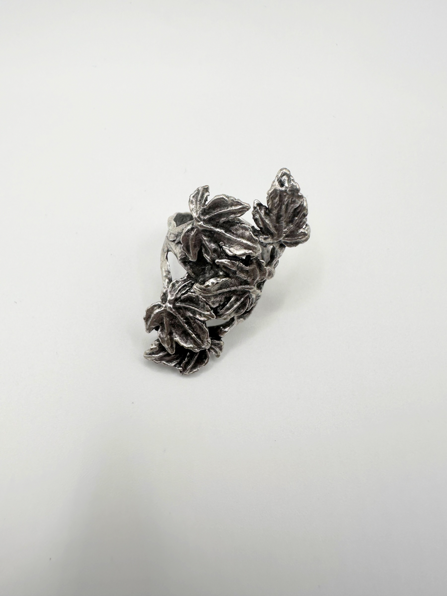 Silver Piled Leaves Ring