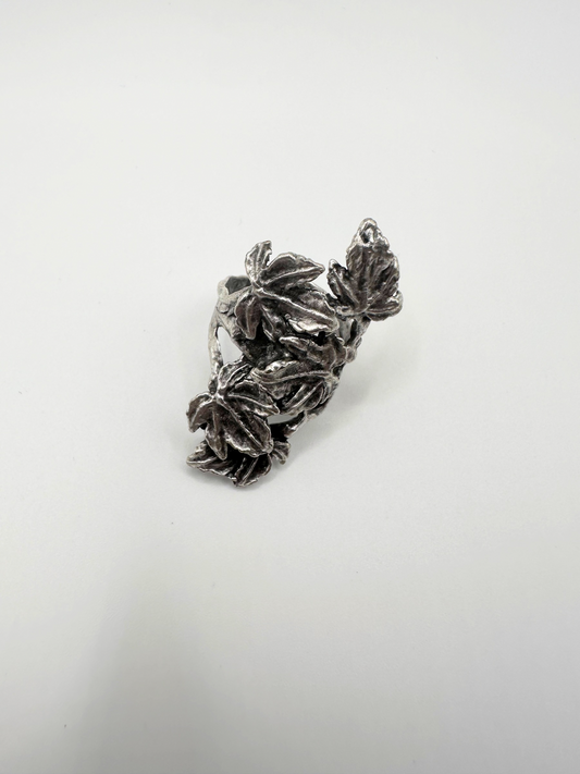 Silver Piled Leaves Ring