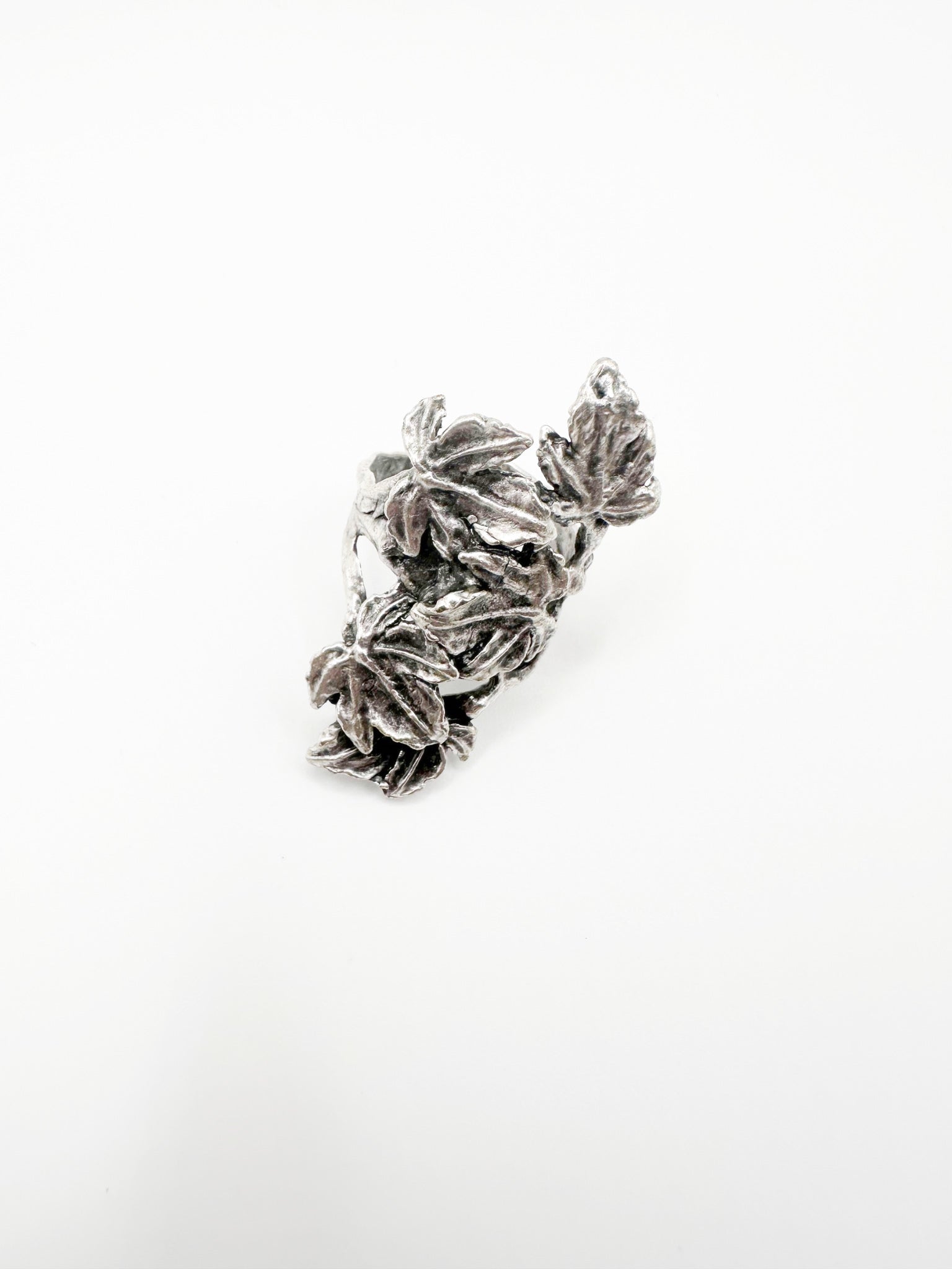 Silver Piled Leaves Ring