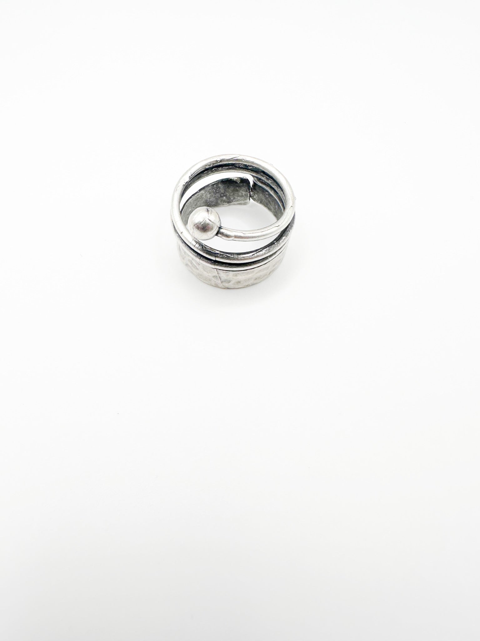 Silver Spun Ball Ring