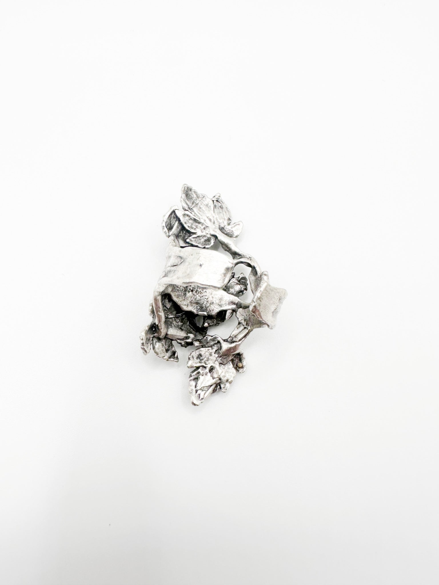 Silver Piled Leaves Ring