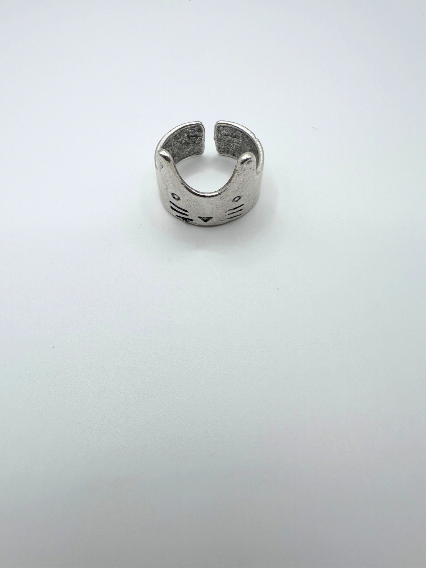 Silver Cat Face Ring