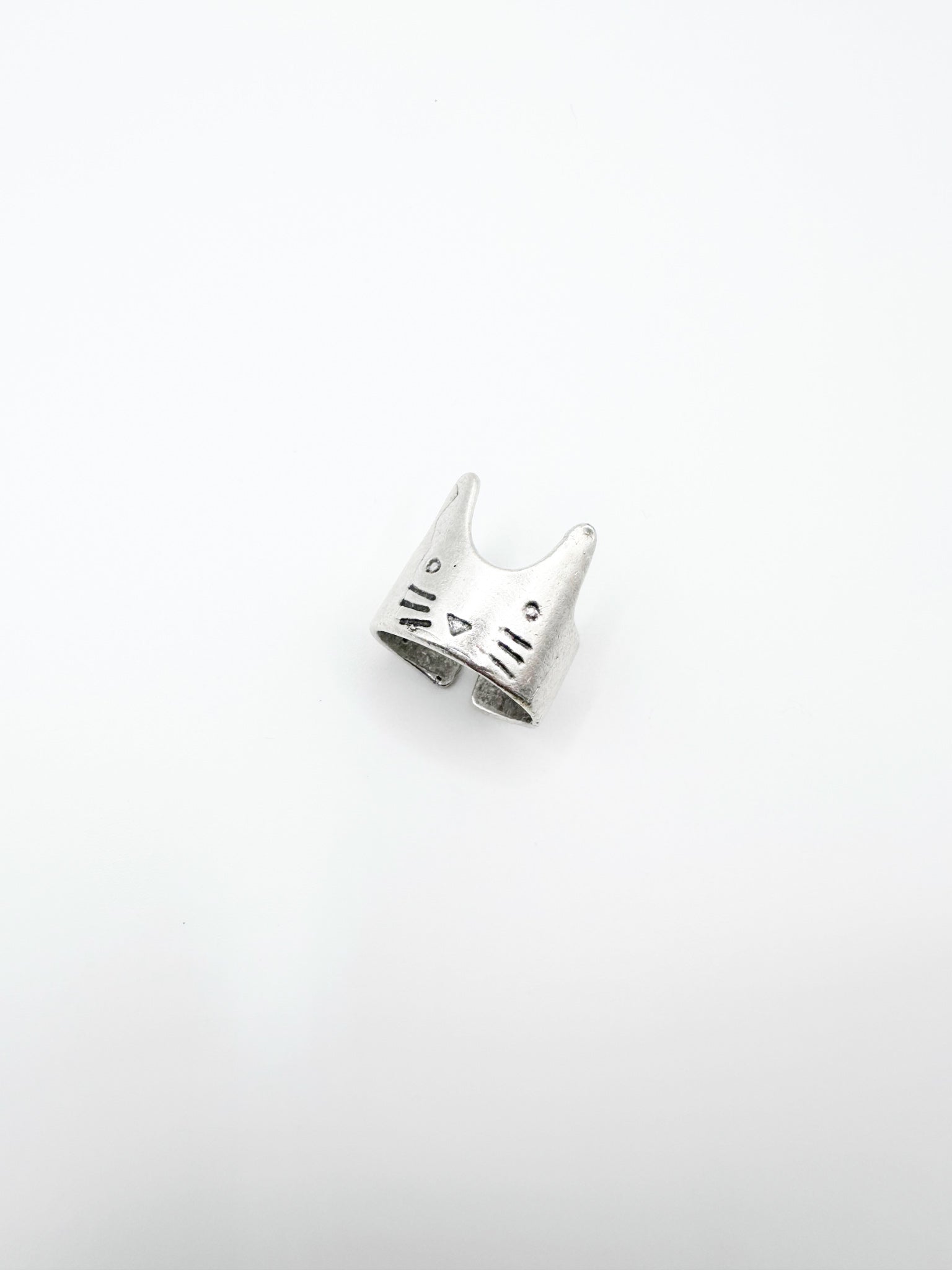 Silver Cat Face Ring