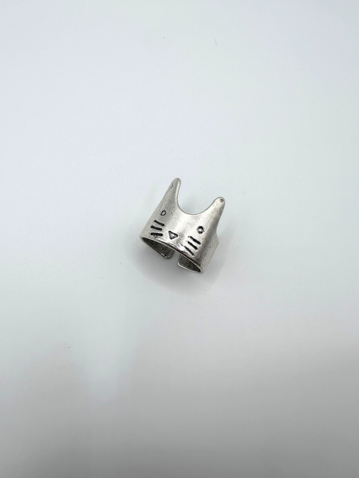 Silver Cat Face Ring