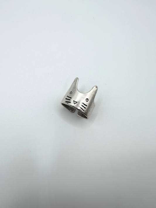 Silver Cat Face Ring