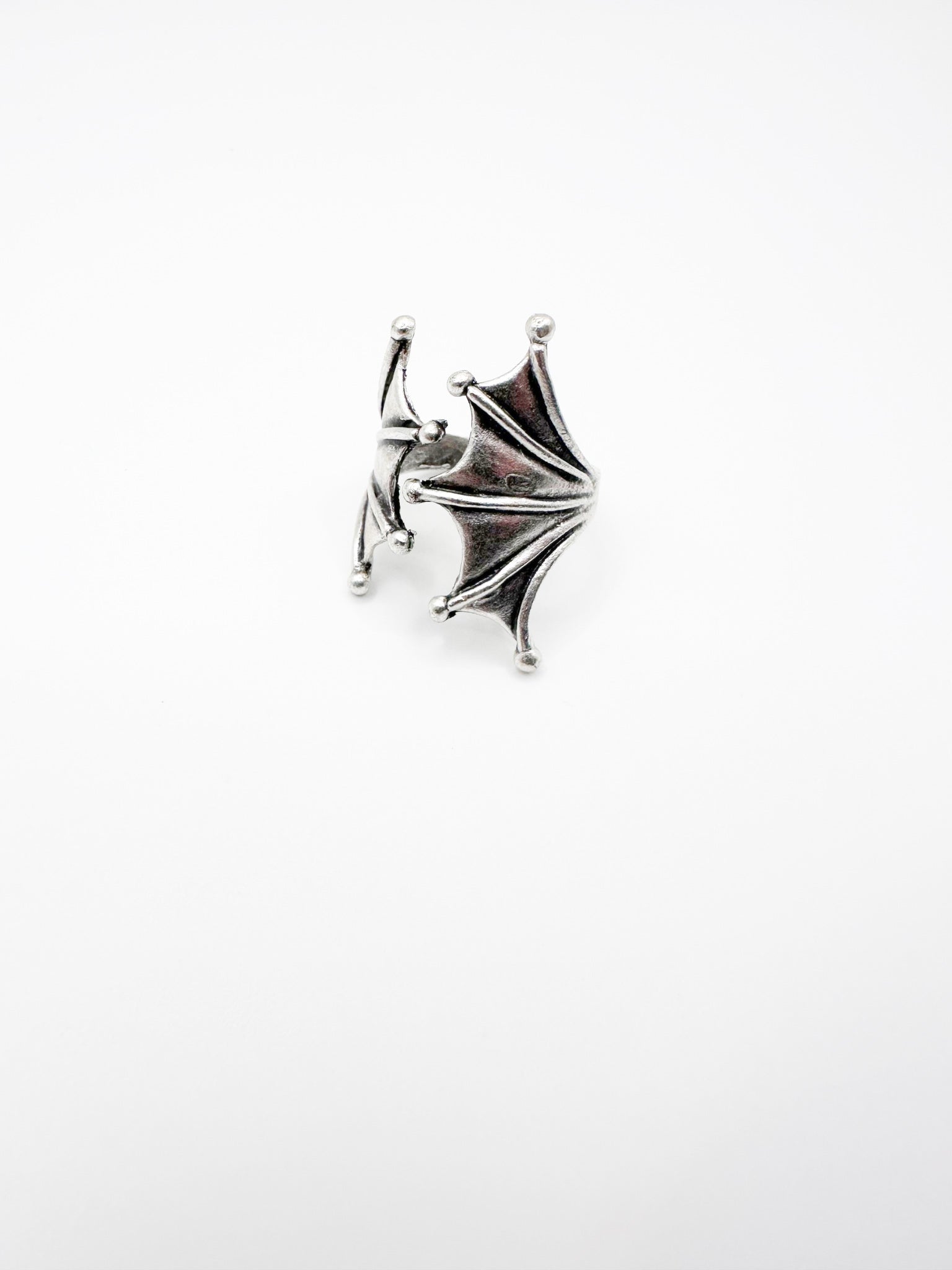 Silver Bat Wings Ring