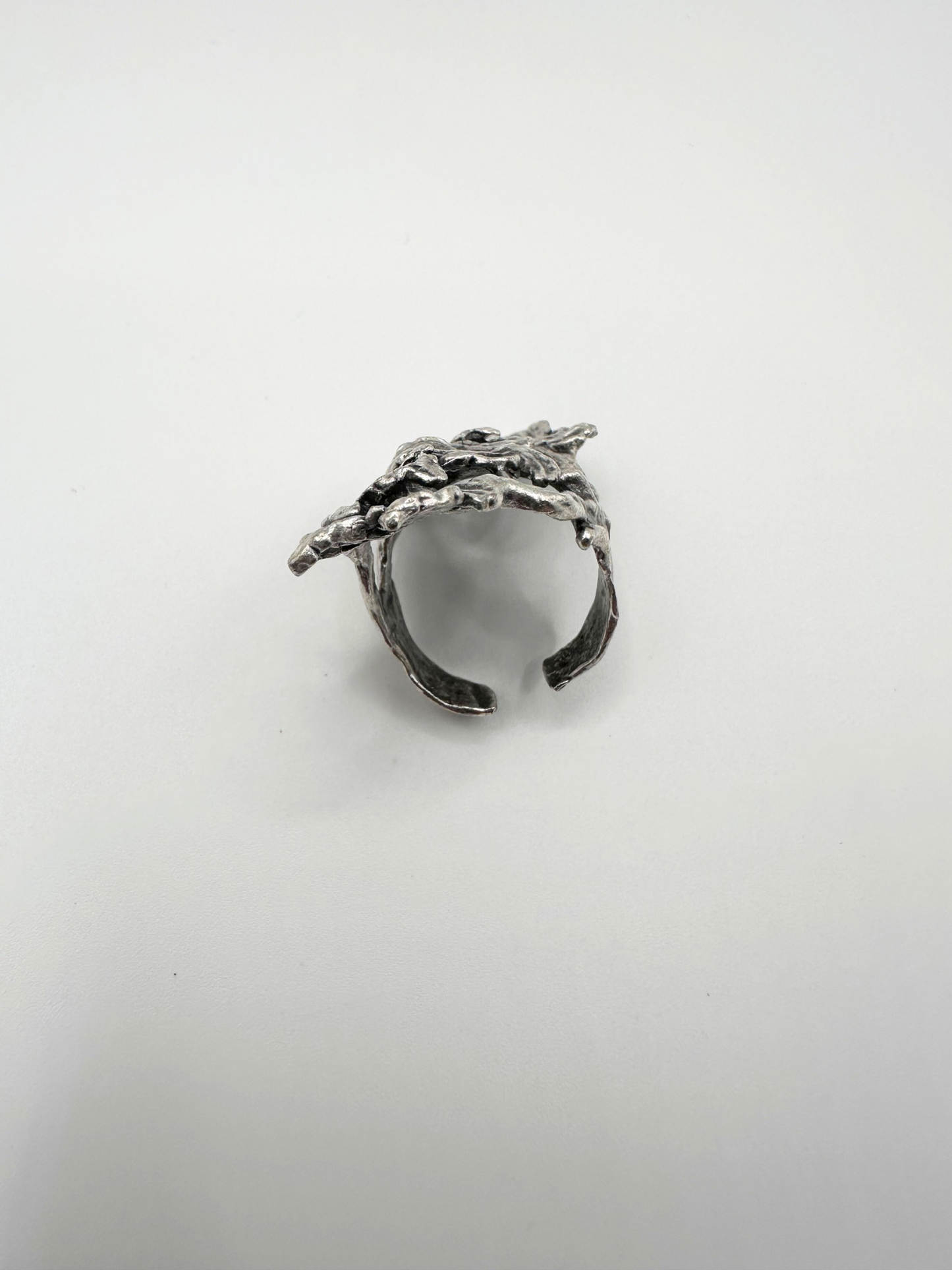 Silver Piled Leaves Ring