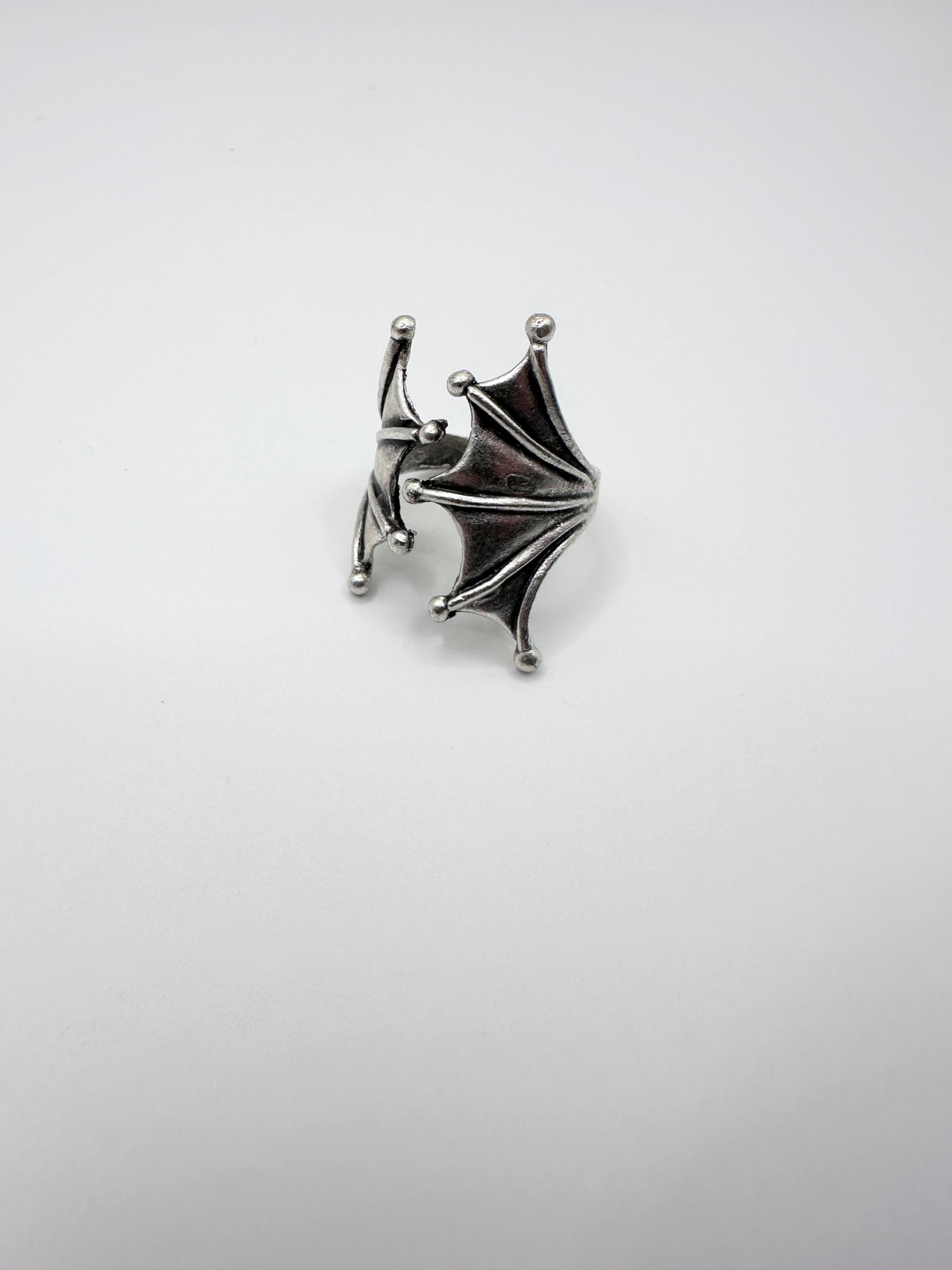 Silver Bat Wings Ring