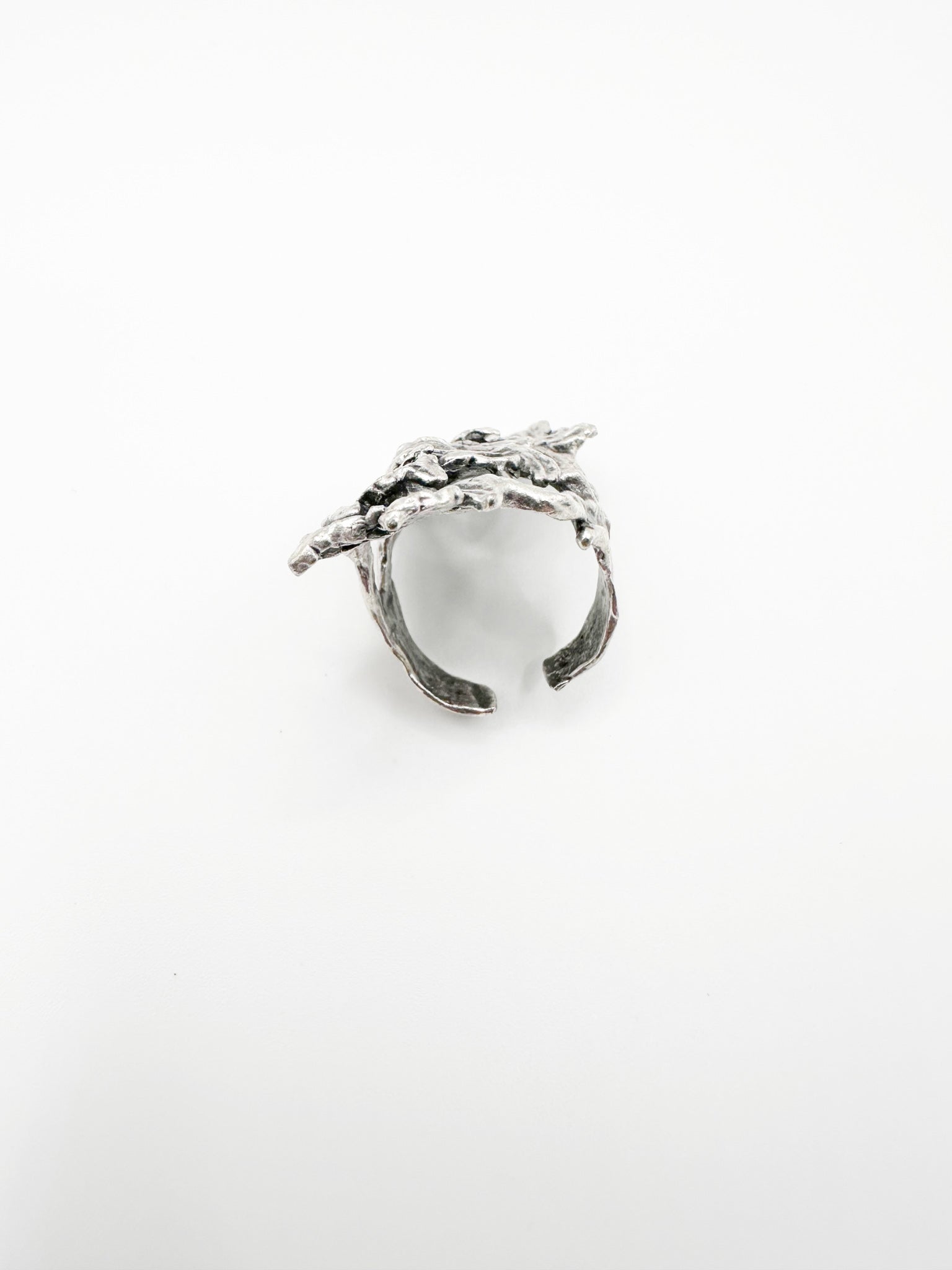 Silver Piled Leaves Ring