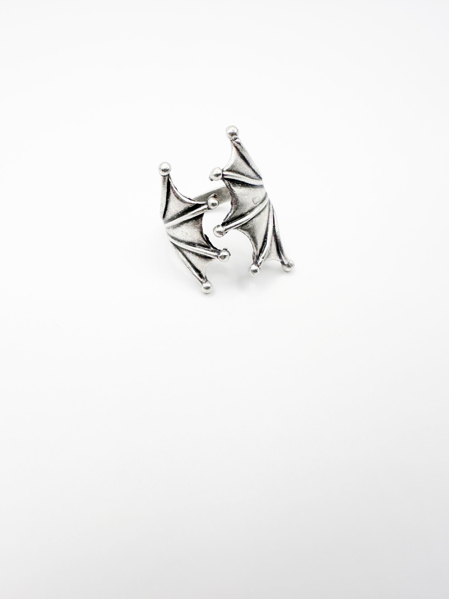 Silver Bat Wings Ring