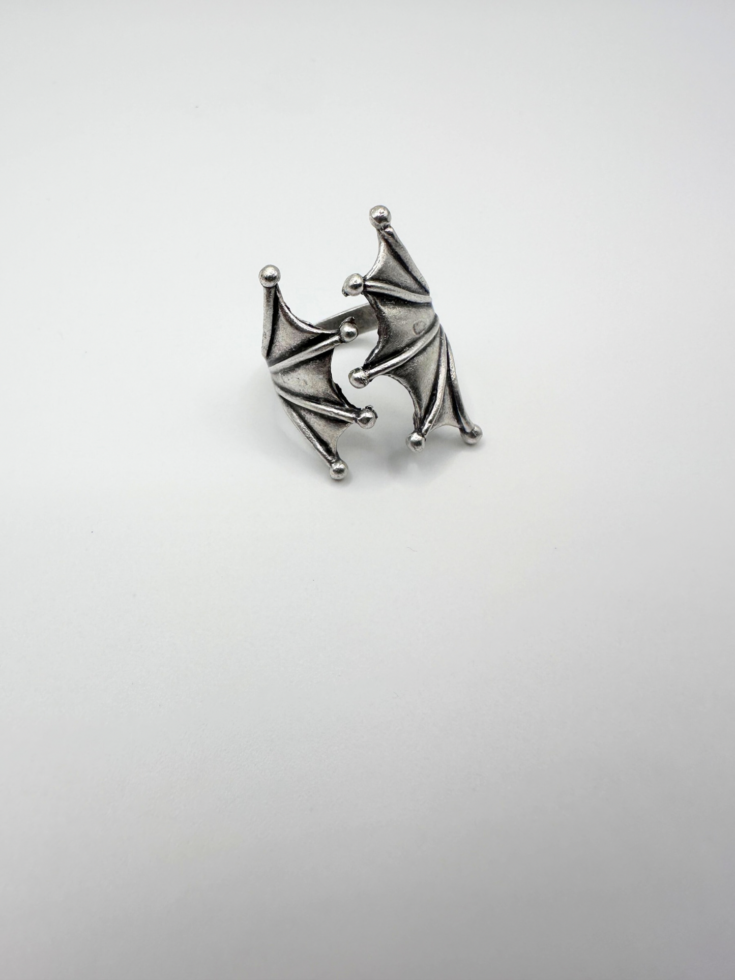 Silver Bat Wings Ring