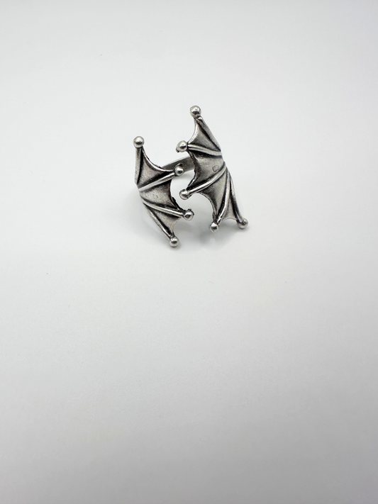 Silver Bat Wings Ring